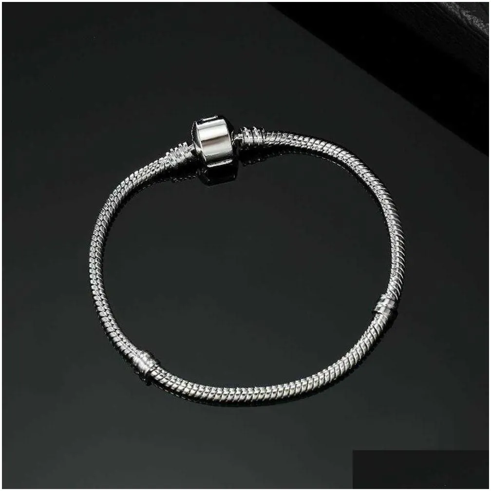 children silver plated bracelets with women snake chain charm beads for bangle bracelet gift