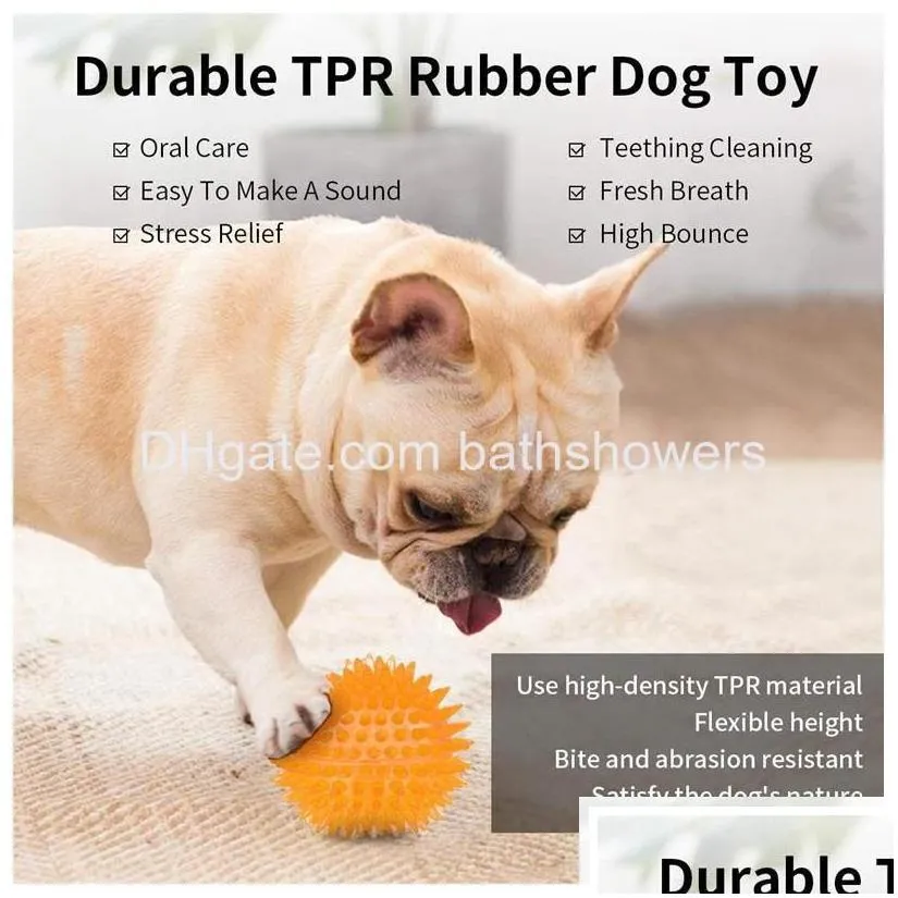 Dog Toys Chews Spiky Ball Squeaky Chew Balls With Tra Bouncy Durable Tpr Rubber For Puppy Teething And Pet Cleans Drop Delivery Ho