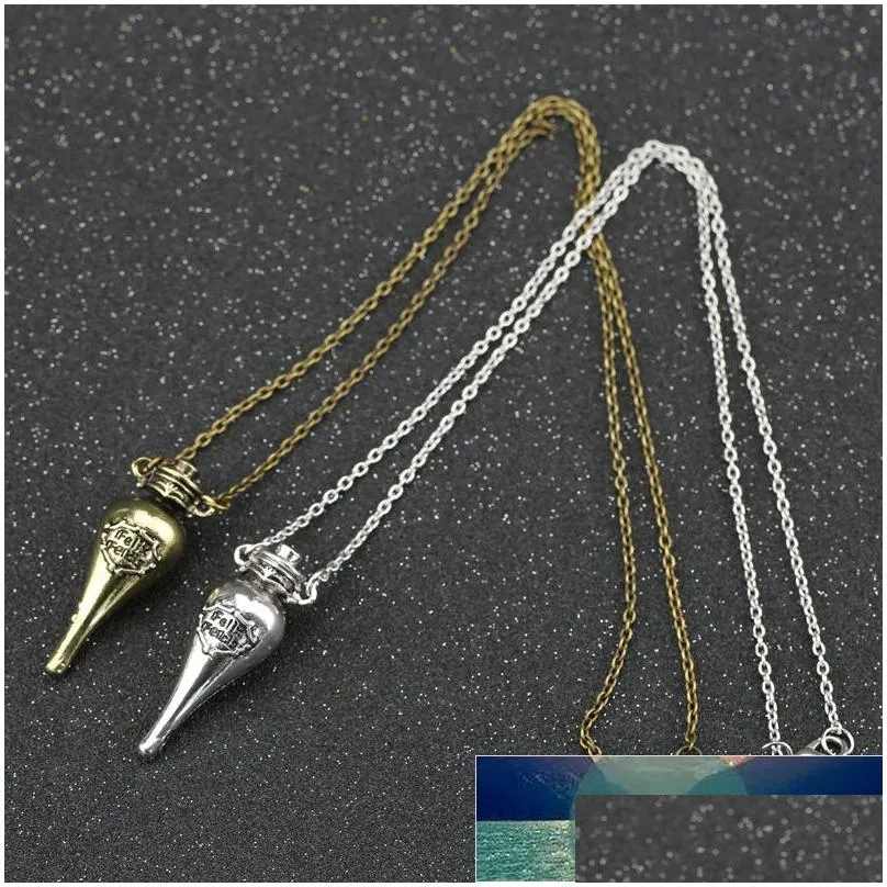 felix felicis magical potion necklace liquid luck bottle vingtage antique bronze silver color pendant movie jewelry wholesale factory price expert design