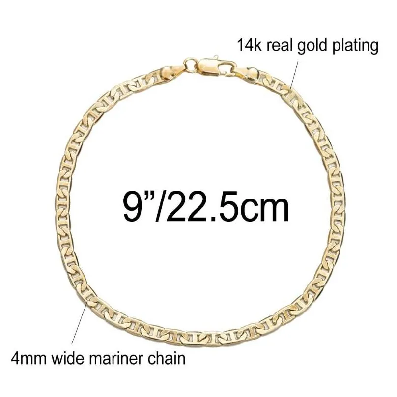 anklets 4mm mariner link chain gold color anklet 9 10 11 inches cuban ankle bracelet for women men waterproof