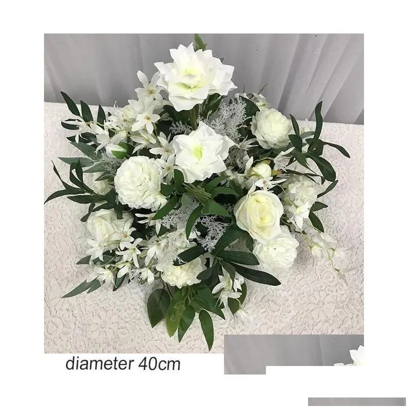 Decorative Flowers Wreaths Customize 40Cm Artificial Rose Wedding Table Decor Flower Ball Centerpieces Backdrop Party Floral Road