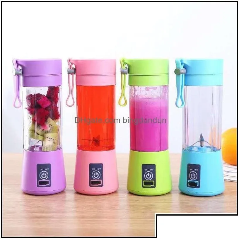 Fruit Vegetable Tools Electric Juicer Cup Mini Portable Usb Rechargeable Juice Blender And Mixer 2 Leaf Plastic Making Cups Dhbth