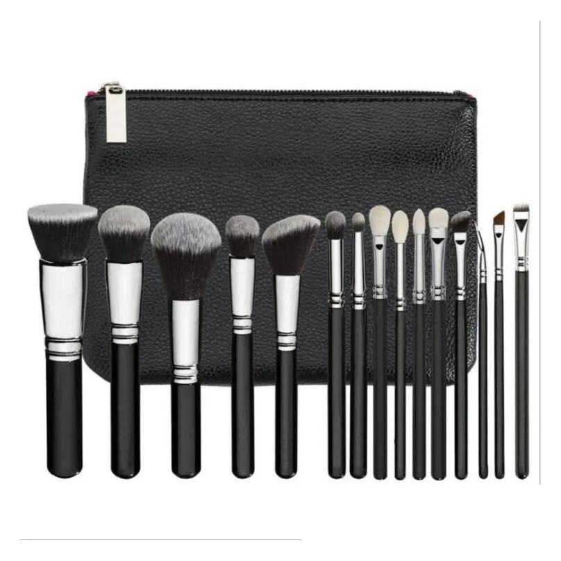 in stock high quality makeup brush 15pcs/set brush with pu bag professional brush for powder foundation blush eyeshadow