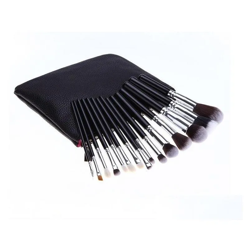 in stock high quality makeup brush 15pcs/set brush with pu bag professional brush for powder foundation blush eyeshadow