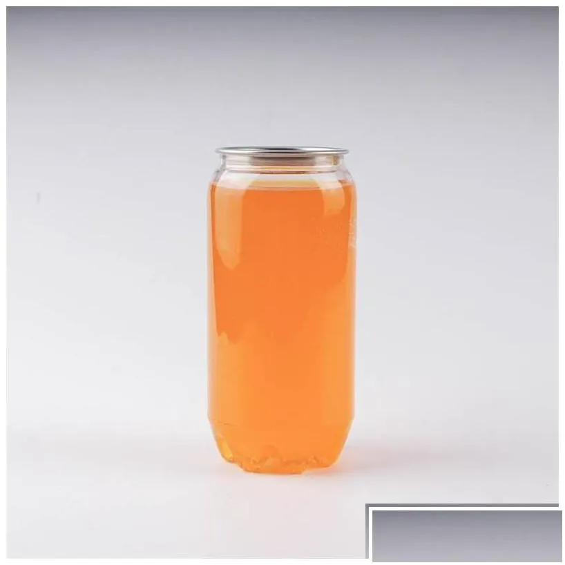 Water Bottles Plastic Beverage Bottle PCan 350Ml 500Ml 650Ml Ringpl Round Water Bottles Disposable Food Grade Pet Juice Cups B3 D