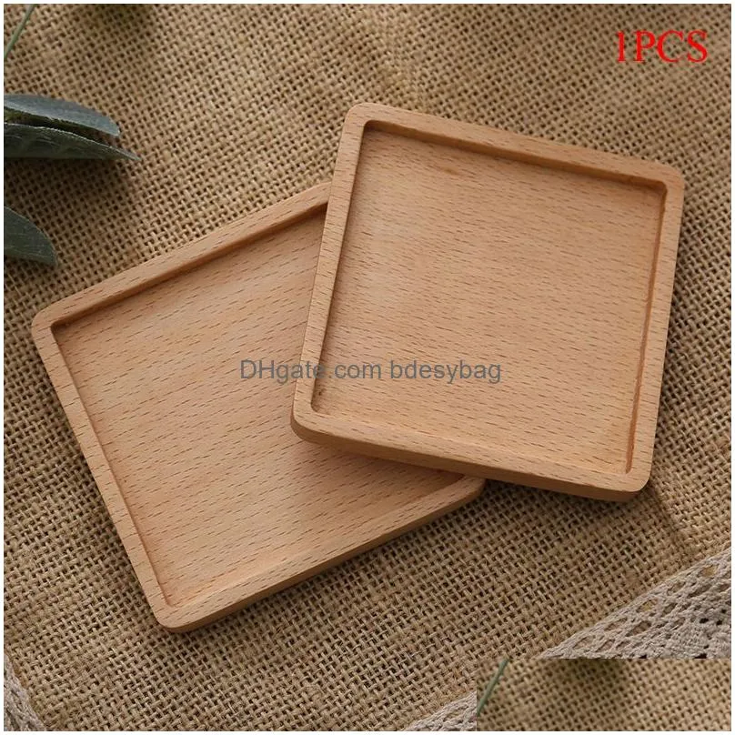 8.8cm wooden placemat fruit dishes tea coffee cup pad coffee cup holder durable heat resistant wood plate