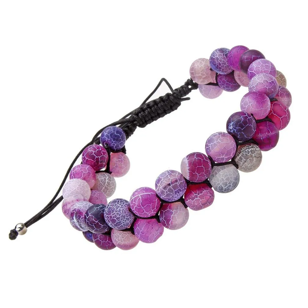 8mm beaded strands woven bracelets jewelry natural stone purple blue tiger eye double-layer creative yoga energy stones reiki buddhist