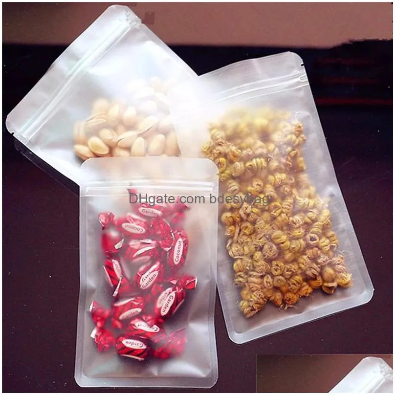 frosted transparent zipper bag flat bottom dry flower packing pouch smell proof food storage bags