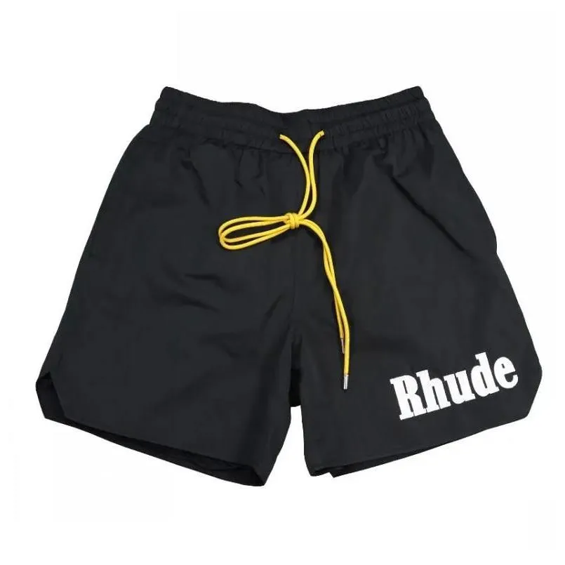 designer rhude mens shorts summer fashion beach pants men quality street wear red blue black purple pants mens loose short size sxl