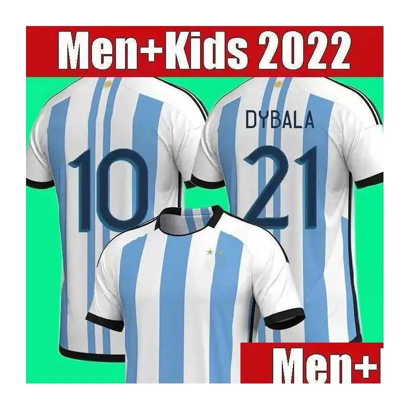 2022 world cup top thailand argentina soccer jersey fans and player version dybala aguero maradona football shirt 22 23 men kids sets