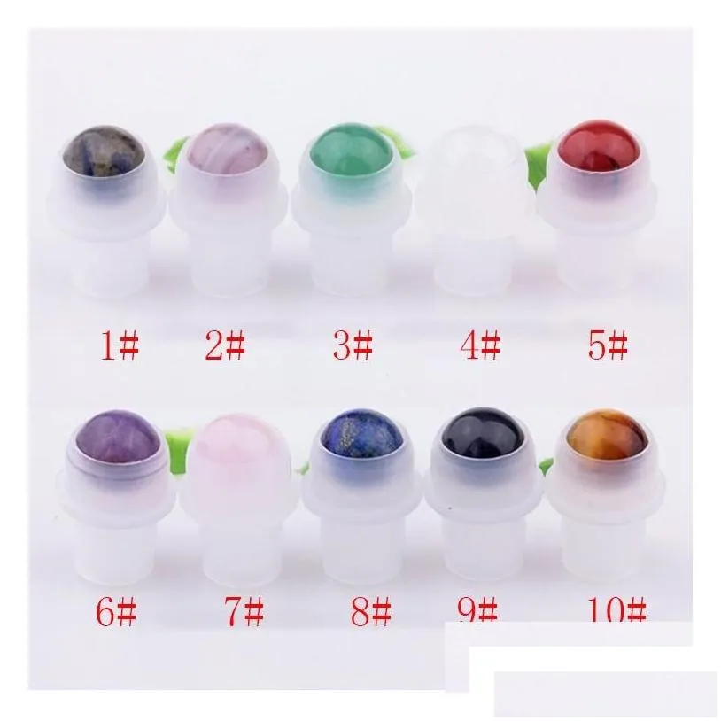 wholesale Packing Bottles Natural Gemstone Essential Oil Roller Ball Clear Pers Oils Liquids Roll On Bottle With Crystal Chips Drop Delivery O