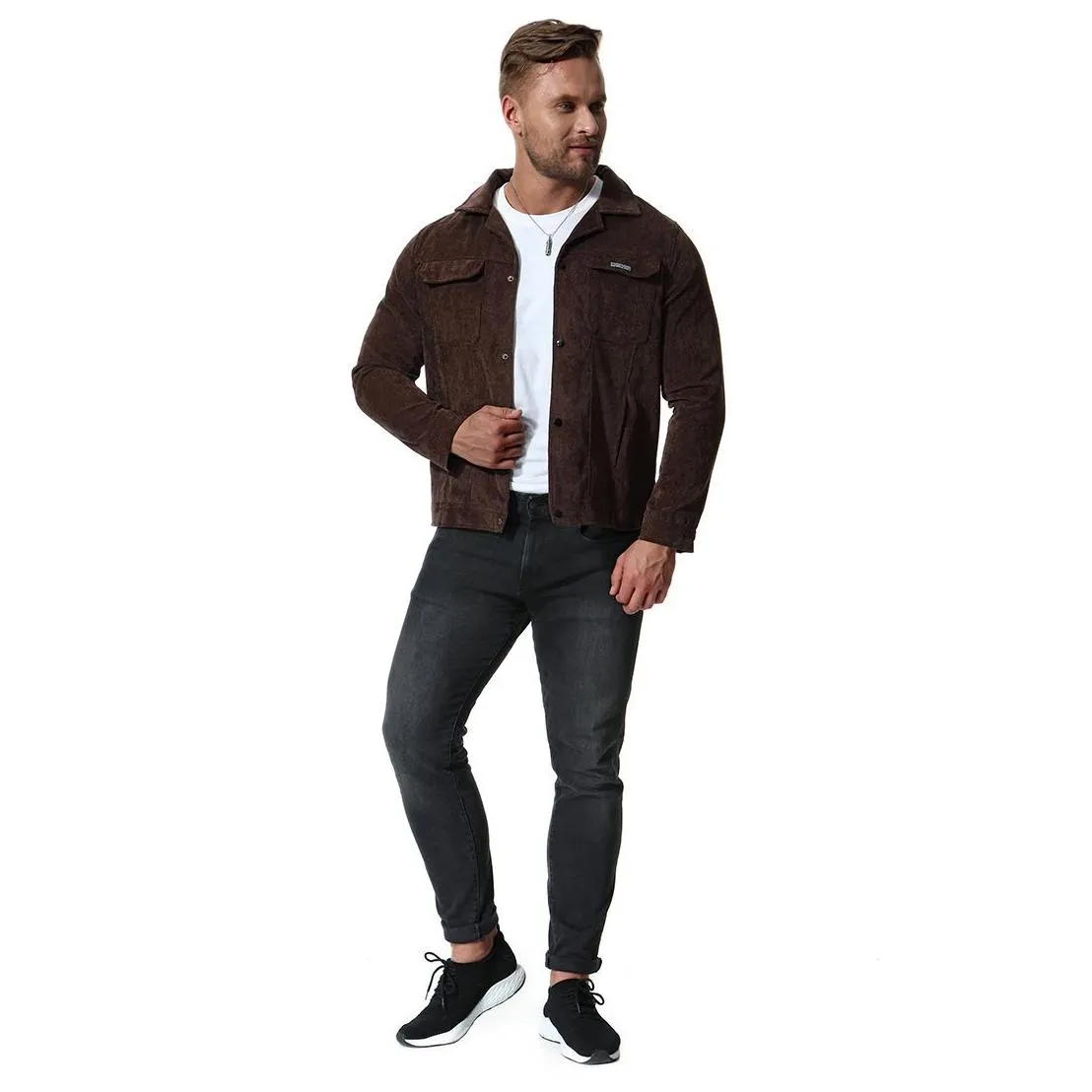 mens corduroy jacket thick casual solid color coats male vintage short length jackets spring autumn outerwear