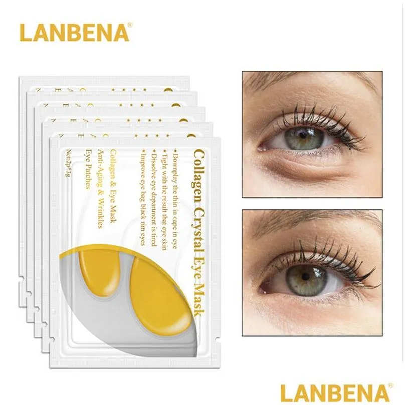 lanbena 24k gold eye mask collagen eyees anti dark circle puffiness eye bag moisturizing skin care