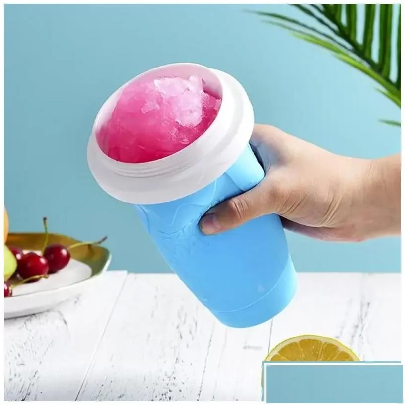 Tumblers Sile Slushy Slushie Maker Ice Cup Large Frozen Magic Squeeze Slushi Making Reusable Smoothie Cups St Drop Delivery Home Gar