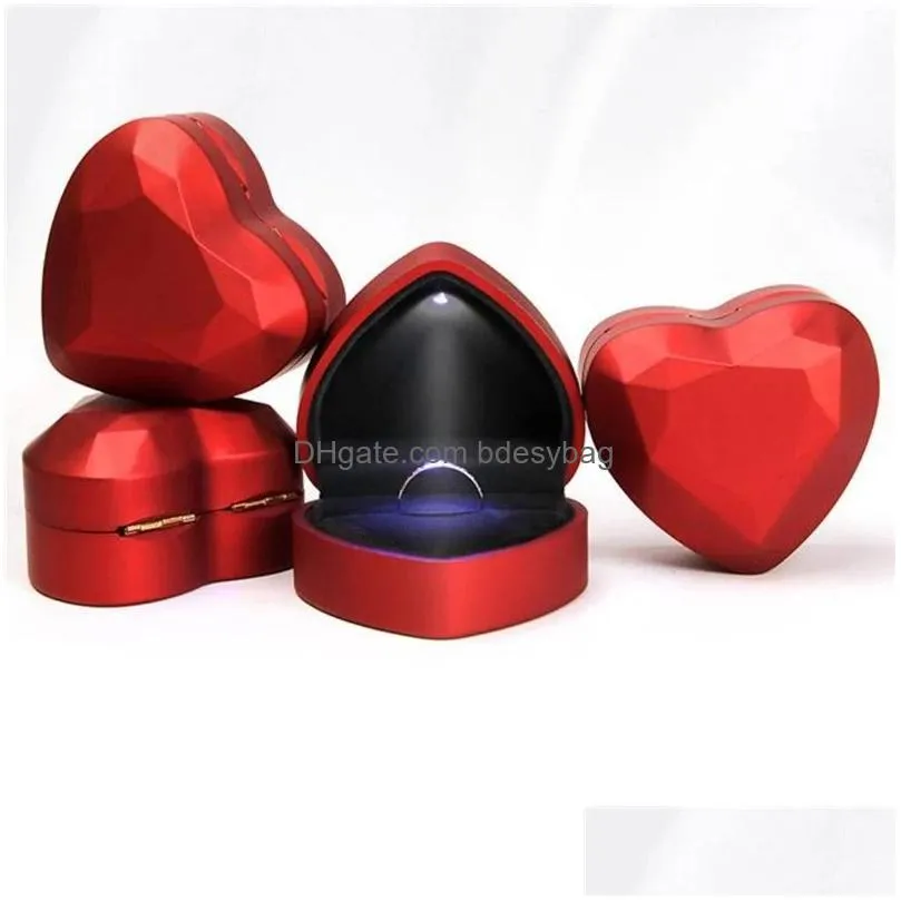 ring box earrings jewelry ring boxes case with led light wedding display storage packaging