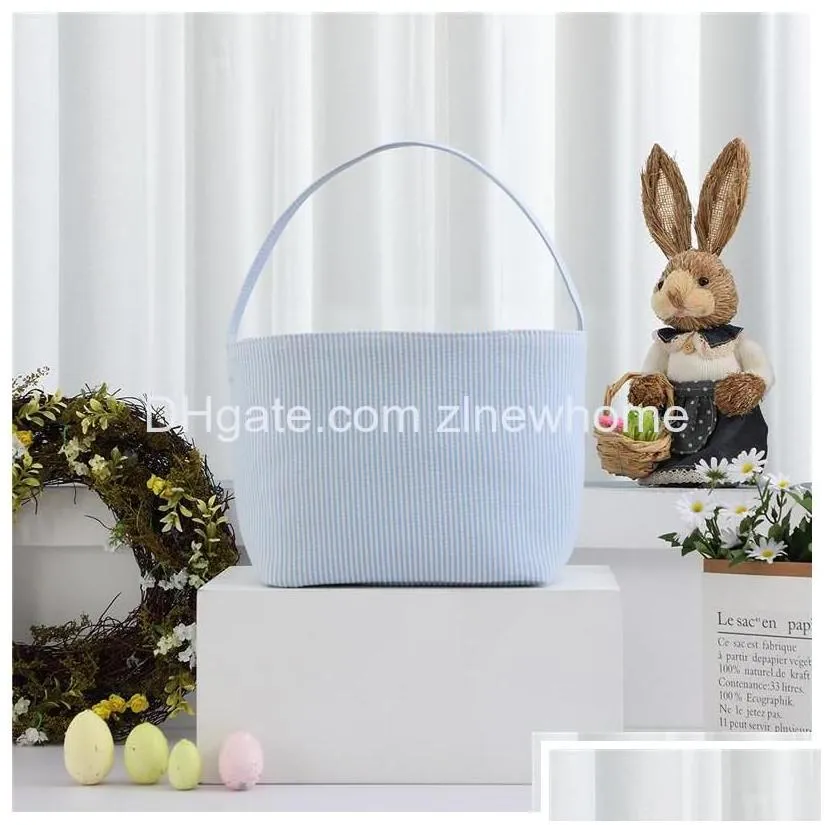 other festive party supplies easter candy basket seersucker stripe bucket easters eggs storage bag mtipurpose home clothes baskets