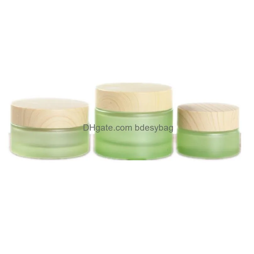 frosted green glass bottle cream jar fine mist spray lotion pump bottles refillable cosmetic container jars 20ml 30ml 40ml 60ml 80ml 100ml 120ml