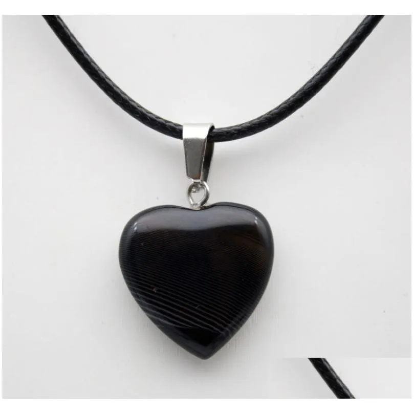 natural stone heart pendant quartz crystal agates turquoises malachite stone for jewelry making necklace