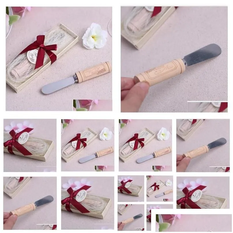 Party Favor Vintage Reserve Stainless Steel Wooden Wine Cork Handle Cheese Spreader Spreaders Wedding Favors Gift Gifts Drop Deliver