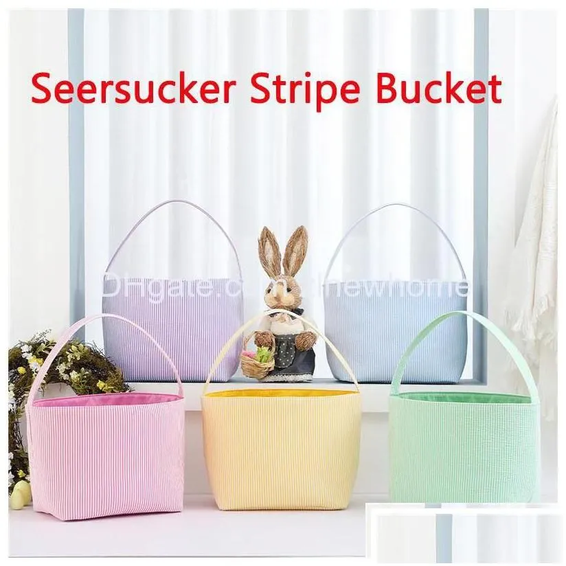 other festive party supplies easter candy basket seersucker stripe bucket easters eggs storage bag mtipurpose home clothes baskets