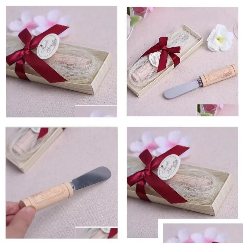 party favor vintage reserve stainless steel wooden wine cork handle cheese spreader spreaders wedding favors gift gifts drop deliver