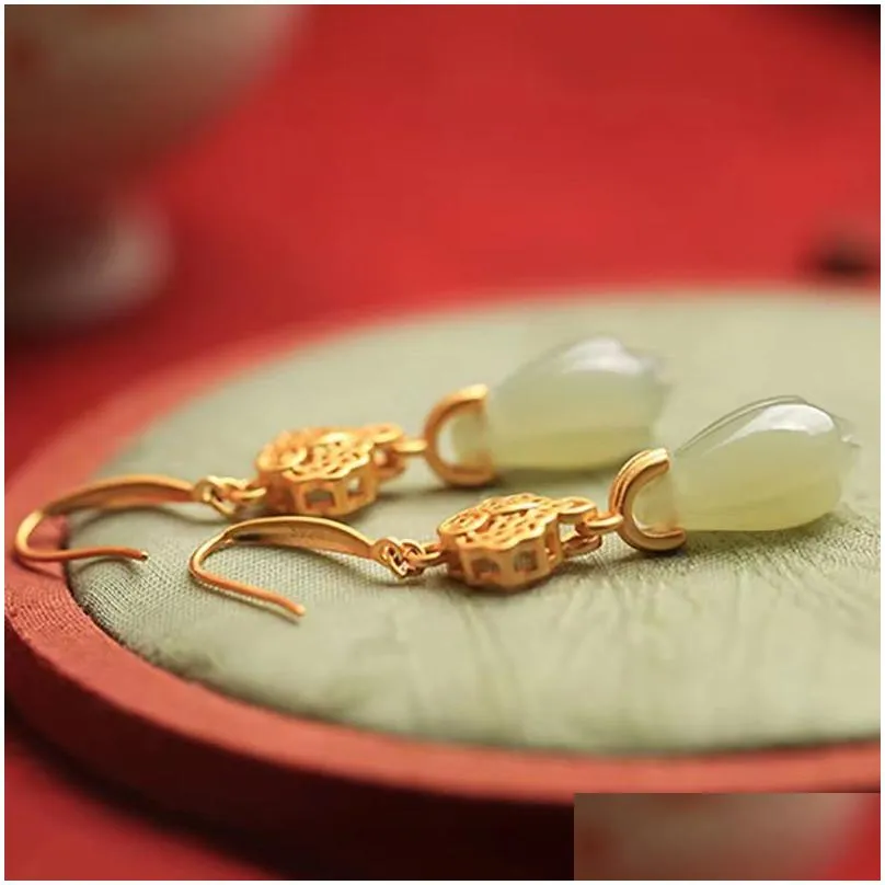 natural an jade jasper earrings womens national style elegant long earrings earrings earrings
