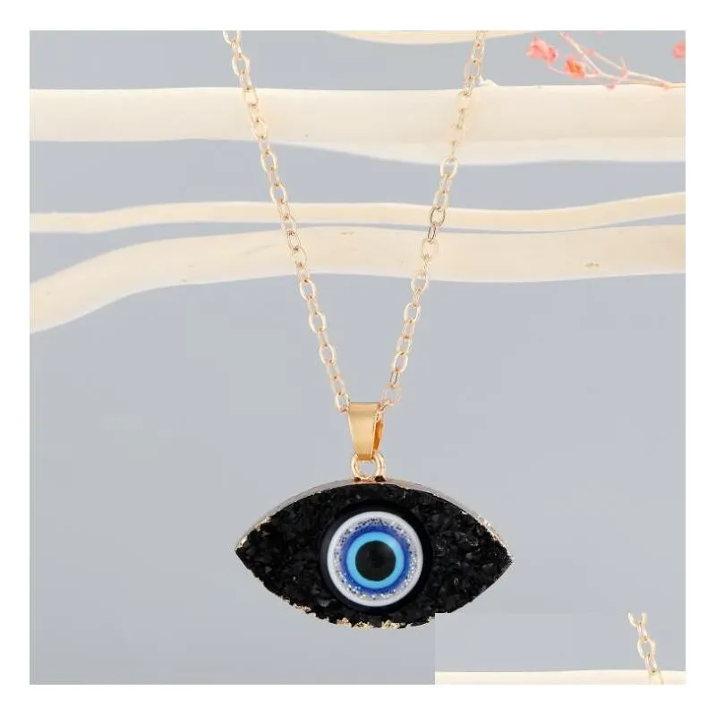 7 colors vintage ethnic oval turkey evil eyes necklace for women gold color blue eye pendant choker clavicle chain turkish jewelry