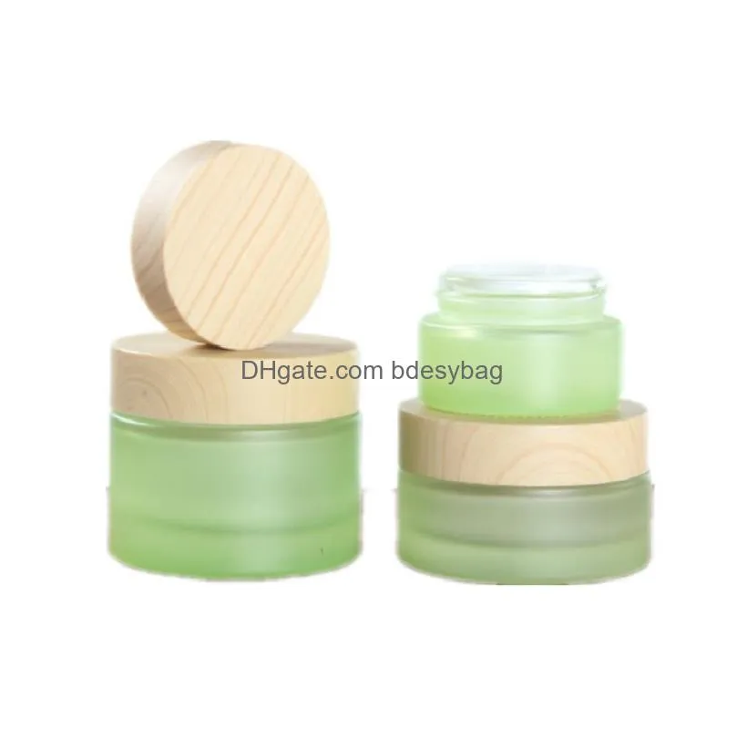 frosted green glass bottle cream jar fine mist spray lotion pump bottles refillable cosmetic container jars 20ml 30ml 40ml 60ml 80ml 100ml 120ml