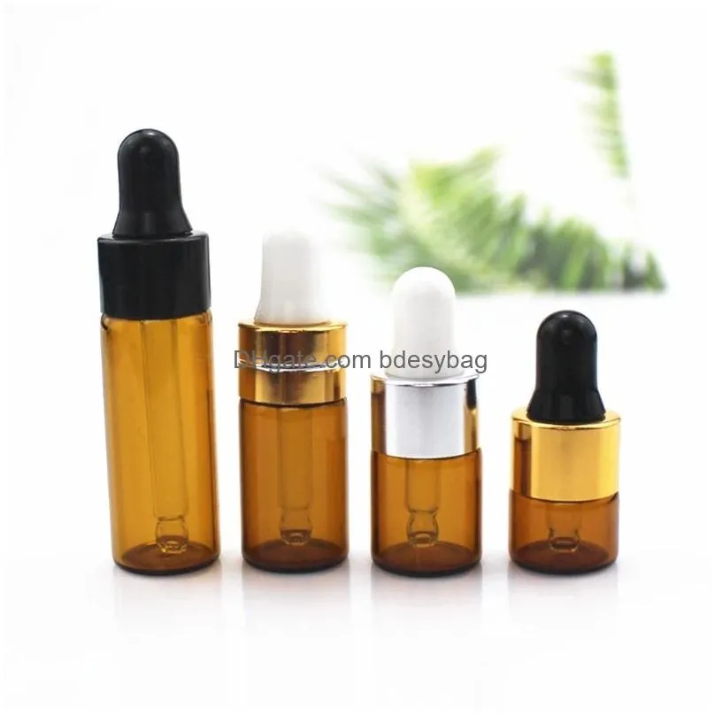 amber mini glass bottle 1ml ambers sample vial small essential oil bottle with glasses eye dropper