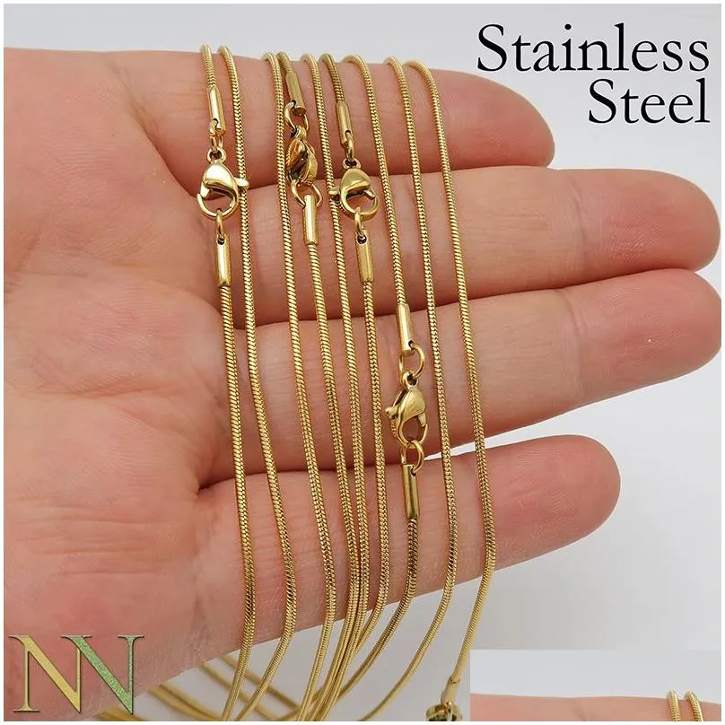 pendant necklaces 20 pcs- stainless steel chain tarnish gold for women 1.2mm snake jewelry making 221105