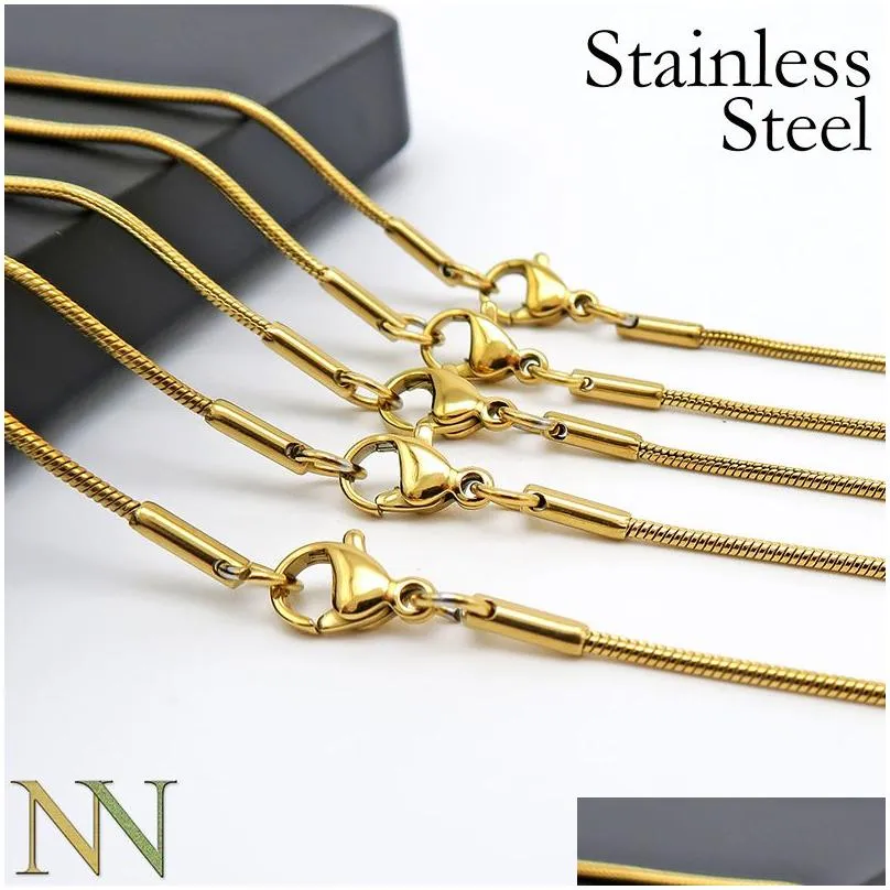pendant necklaces 20 pcs- stainless steel chain tarnish gold for women 1.2mm snake jewelry making 221105