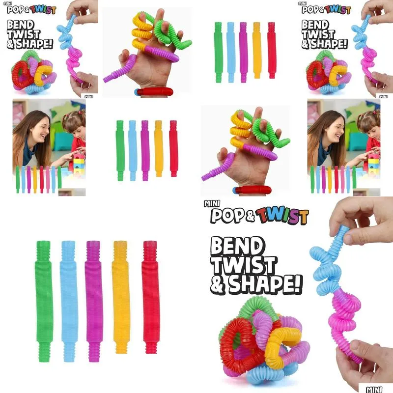 2023 fashion fidget toys circle colorful plastic tube coil childrens funny toys early educational folding toy