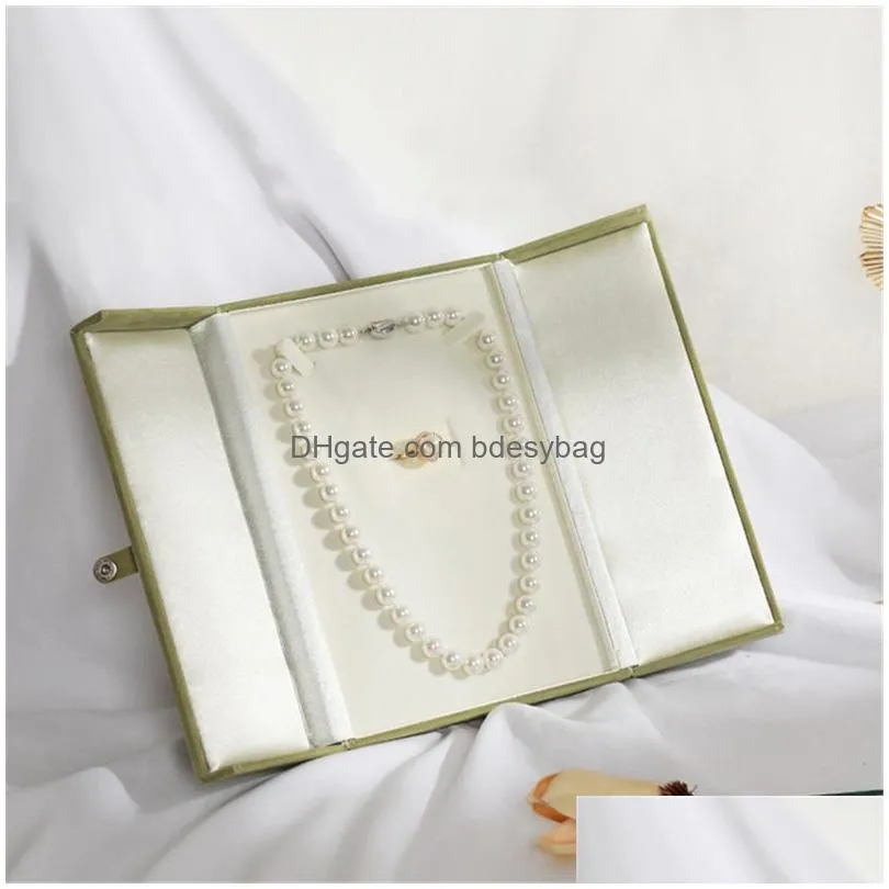 velvet large necklace gift box pearl necklaces rings jewelry boxes double open jewelry packaging cases