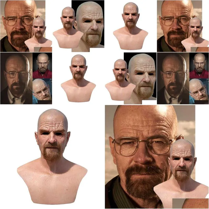  movie celebrity latex mask breaking bad professor mr. white realistic costume halloween cosplay props x0803