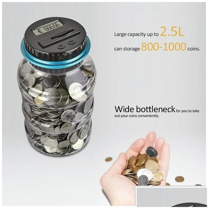 storage bottles jars 2.5l piggy bank counter coin electronic digital lcd counting money saving box jar coins for usd euro gbp drop