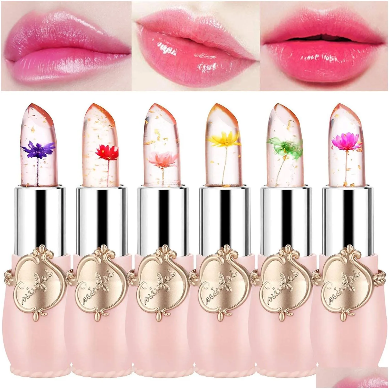 flower jelly lipstick long lasting nutritious lip gloss balm lips moisturizer magic temperature color change wholesale make up