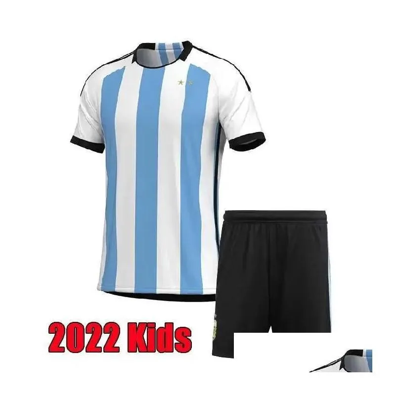 2022 world cup top thailand argentina soccer jersey fans and player version dybala aguero maradona football shirt 22 23 men kids sets