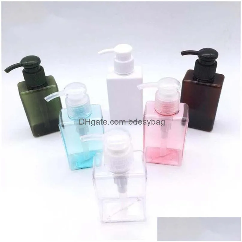 100ml square petg bottle refillable plastic container for cosmetic makeup lotion shampoo soap home bathroom storage container jar