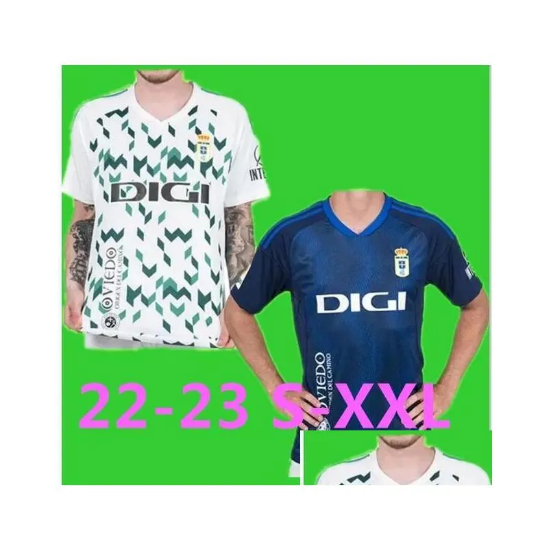 22 23 real oviedo mens soccer jerseys jimmy javi mier borja.s daniel aceves home blue away football shirt short sleeve uniforms