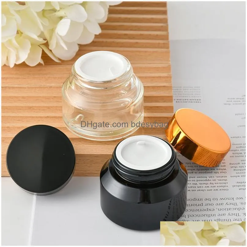 15g 30g 50g amber brown glass cream jar empty container refillable cosmetic bottle for lotion cream lip balm