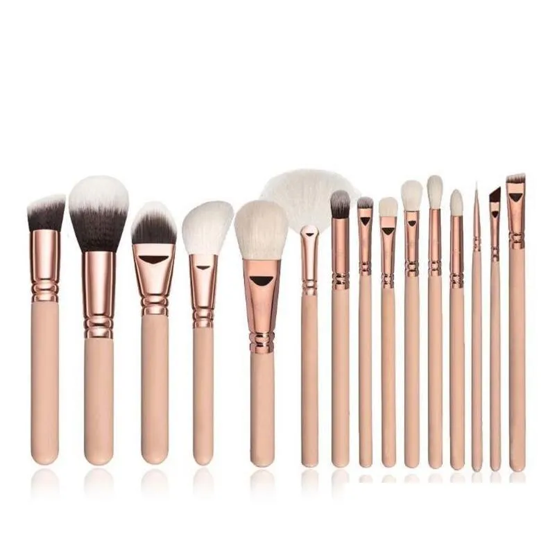 in stock high quality makeup brush 15pcs/set brush with pu bag professional brush for powder foundation blush eyeshadow