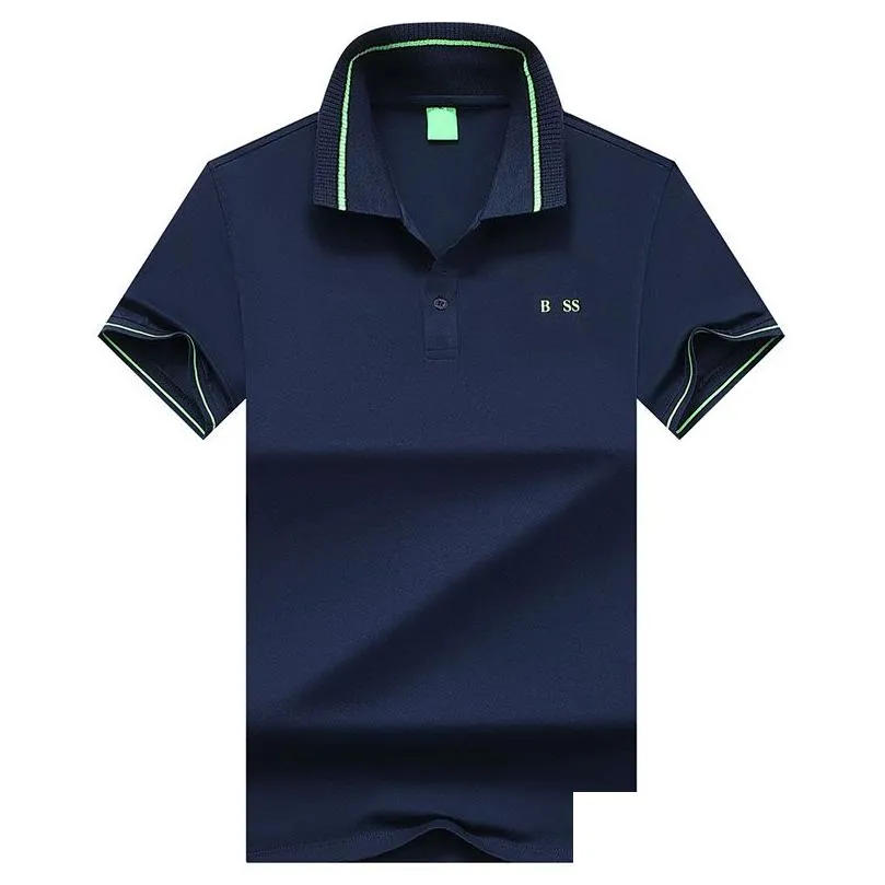 boss mens polo shirt high quality fashion mens tshirt luxury polo collar pure cotton breathable top boss business shirt mxxxl