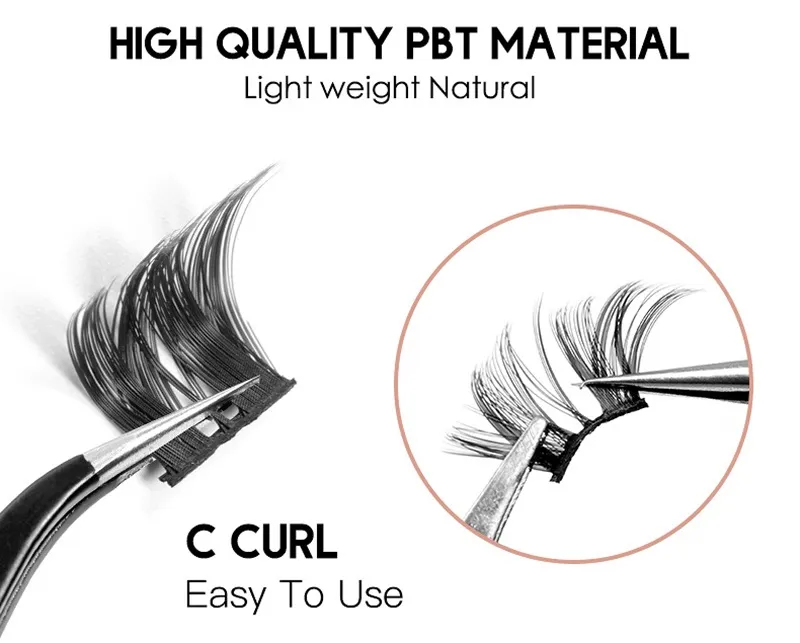 DIY Cluster Eyelash Extensions Individual Lashes Mix Length Durable Soft Natural False Eyelashes Crisscross Style Cruelty Free Thin Band Eyelash for Makeup at Home