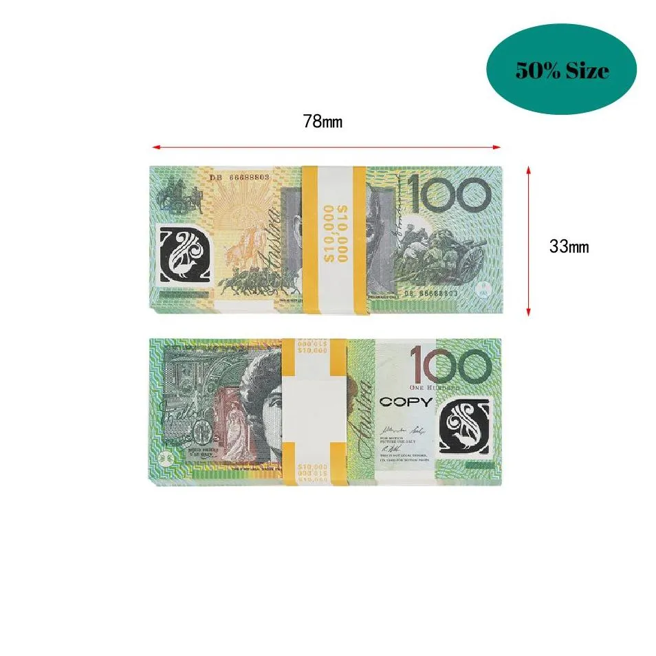 wholesale high quality prop game australian dollar 5/10/20/50/100 aud banknotes paper copy fake money movie props