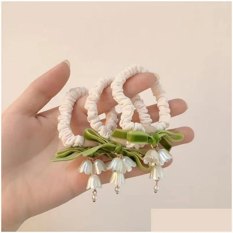 linglan flower hair ring forest style super immortal  and cute flower hair rope temperament tie hair versatile elastic band