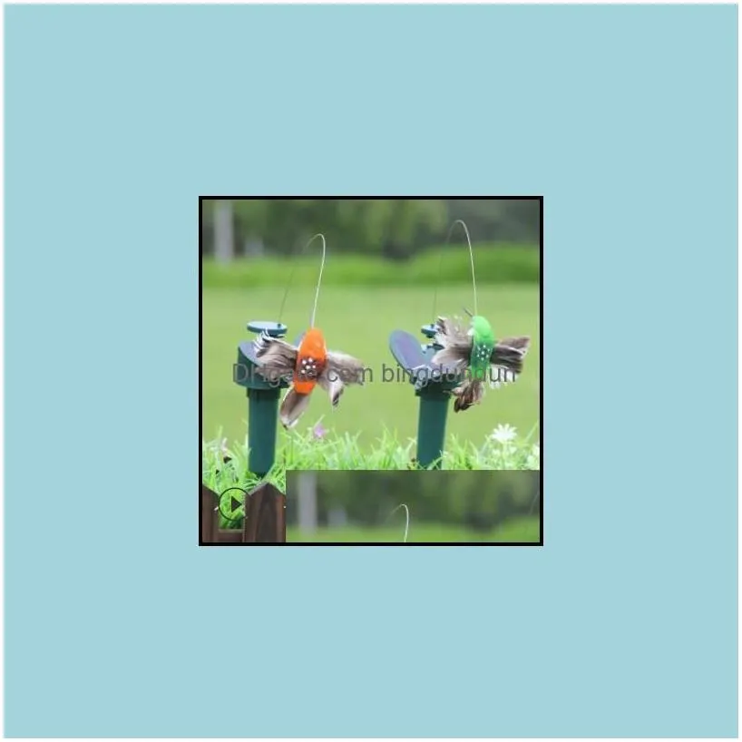 garden decorations solar power dancing flying butterflies fluttering vibration fly hummingbird birds yard decoration funny toys ysy3