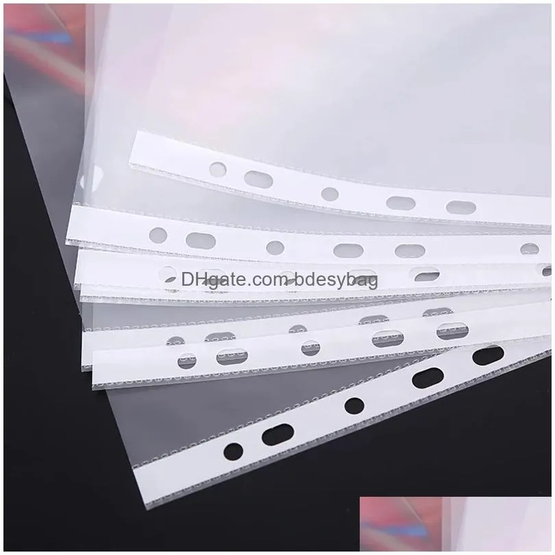 100pcs plastic punched file folders for a4 documents sleeves untral thin leaf documents sheet protectors 11 holes