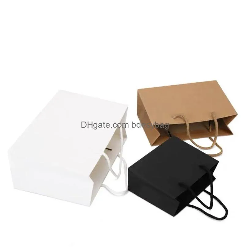 paper shopping bag recyclable shop store packaging bags clothes gifts cardboard wrap recyclable pouch with handle 4 colors