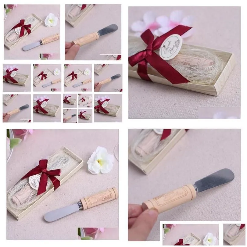 Party Favor Vintage Reserve Stainless Steel Wooden Wine Cork Handle Cheese Spreader Spreaders Wedding Favors Gift Gifts Drop Deliver