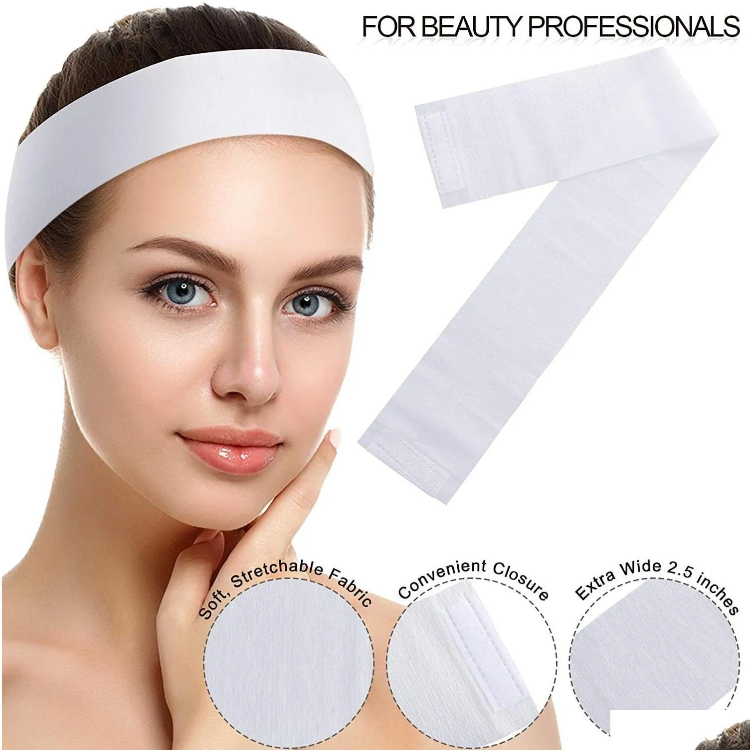 face care devices 100 pieces disposable spa headbands stretch non-woven soft skin hair band with convenient closure for women gir